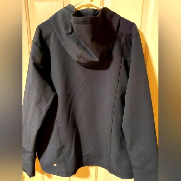 All In Motion Woven Fleece Jacket BLUE Stretch Water Repellant Thumb Holes Sz L - Picture 4 of 9